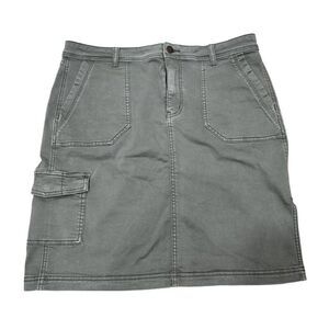 Caslon Cargo Skirt‎ Women's Green Size 12 Denim Stretch Button Pockets Outdoor
